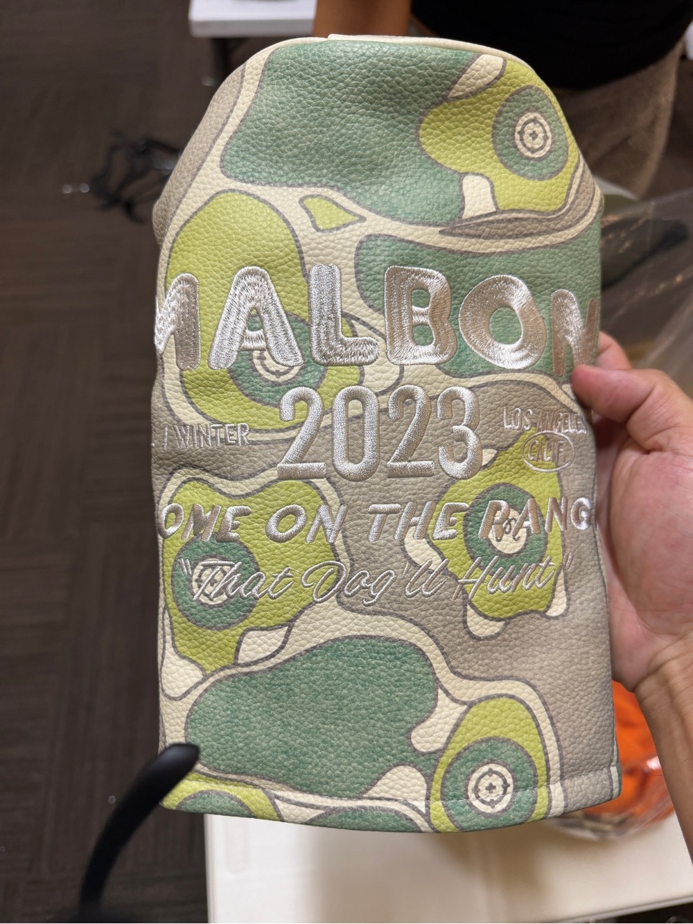 Malbon 2023 Green Camo Leather Headcover - Men's Accessory